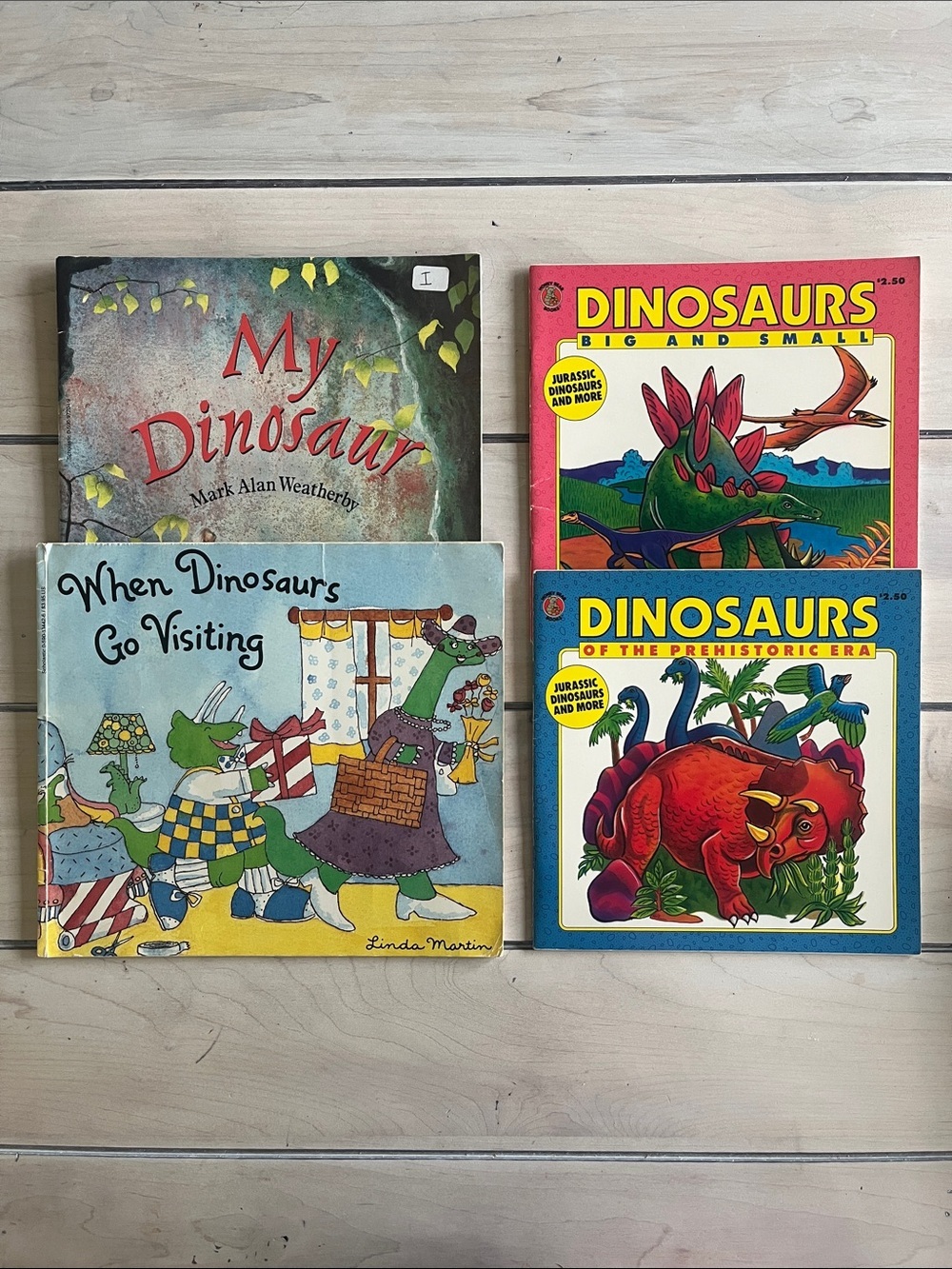 Set of 4 Dinosaur themed books, fiction and non-fiction